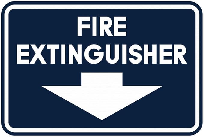Signs ByLITA Classic Framed Fire Extinguisher (Navy Blue/White) - Small