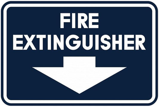 Signs ByLITA Classic Framed Fire Extinguisher (Navy Blue/White) - Small