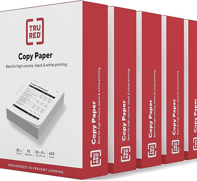 Staples 8.5-inch x 11-inch Copy Paper, 20 lbs., 92 Brightness, 600 Sheets/Ream, 6 Reams/Carton (TR62091)