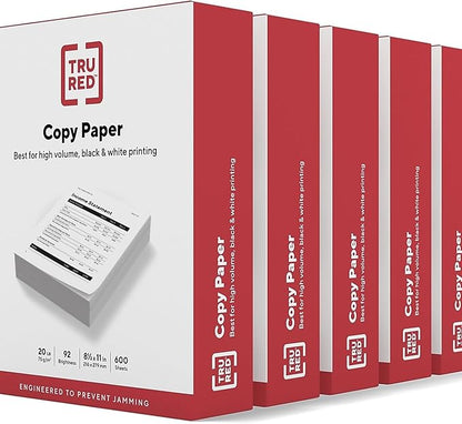 Staples 8.5-inch x 11-inch Copy Paper, 20 lbs., 92 Brightness, 600 Sheets/Ream, 6 Reams/Carton (TR62091)