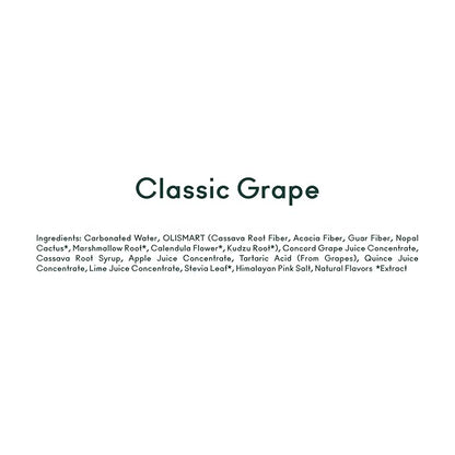 OLIPOP Prebiotic Soda Pop, Classic Grape, Pantry Pack Packed with Prebiotics, Fiber, and Botanicals, Gluten Free, Vegan, GMO Free, 12oz Skinny (12-Cans)