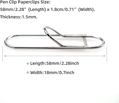 22 PCS 2.28 Inch (58mm) Paper Clips Silver Rust Resistant Metal Strong Pen Clip Style Paperclips for Office School Documents