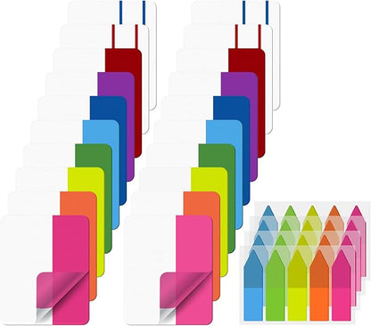 900pcs Sticky Index Tabs 2 Inch Book Tabs Writable Colored Page Markers, Repositionable File Tab Flags Labels for Reading Notes,Classify Files,Binders,24 Sets 10 Colors