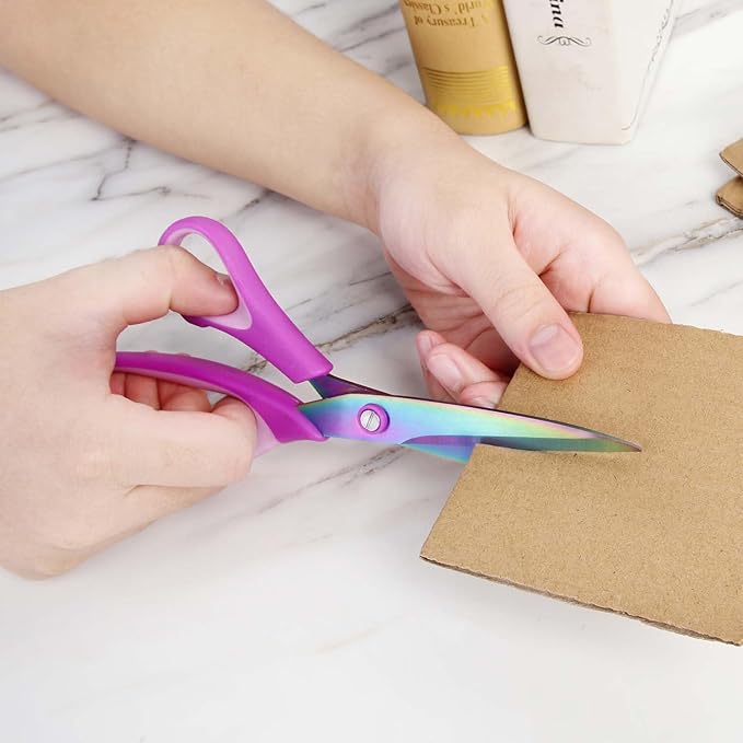 8.5" Scissors Bulk Set of 12-Pack, Sharp Scissors all Purpose Heavy Duty, Non-Stick and Titanium Coating Blade, Multipurpose Shears for Office Home School Sewing Fabric DIY Craft Supplies