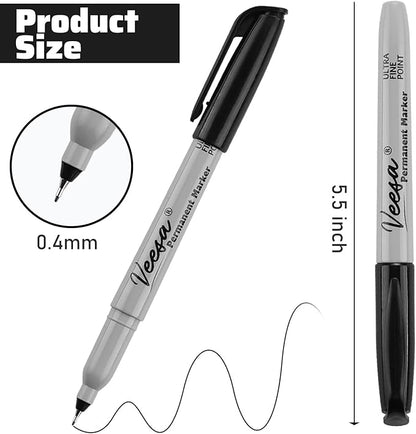 Permanent Markers Ultra Fine Point, 60 Pack, 0.4mm Black Permanent Markers Bulk, 1 Second Quick Drying, Waterproof, Fade-Resistant, Office Series, Classroom Set