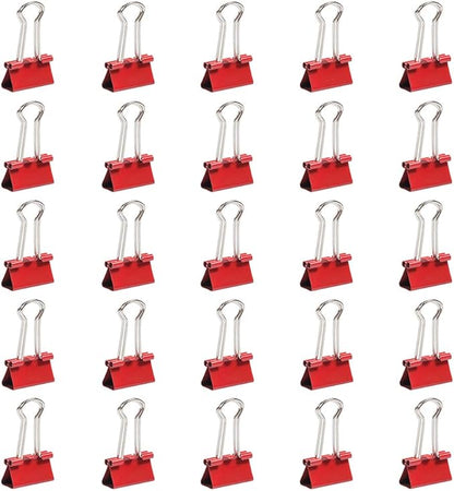 JAM PAPER Colorful Binder Clips - Small - 3/4 Inch (19 mm) - Red Binderclips - 25/Pack