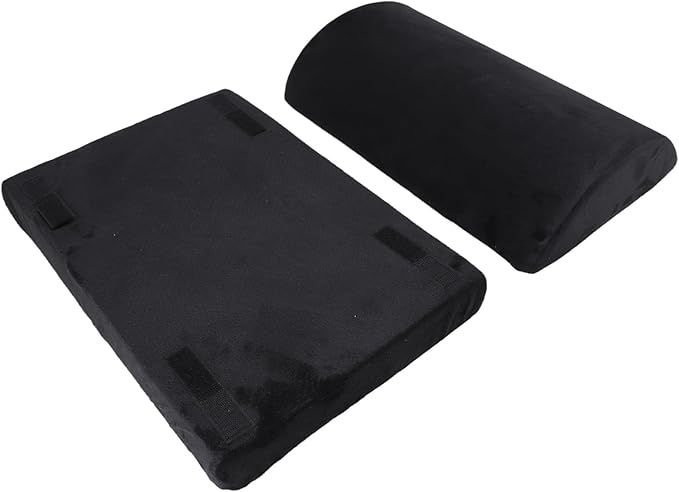 Foot Rest Black Ergonomic Height, Footstool with Memory Foam, Half Cylinder Footrest Under Desk for Comfortable Posture Support, Velboa Fabric