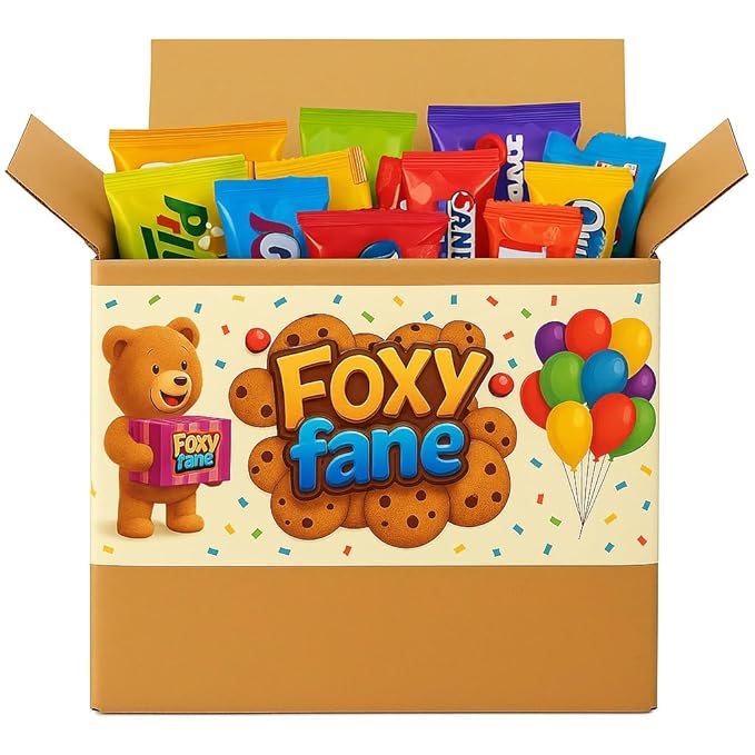 Foxy Fane 120 count Deluxe Snack Box - Ultimate Gift Care Package with Variety Assortment of Crackers, Cookies, Candy, Chips & other Snacks - Bulk Bundle of Delicious Treats (120 Snacks)