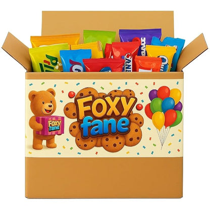 Foxy Fane 60 count Ultimate Holiday Gift Snack Box - Care Package with Assortment of Chips, Cookies, Candy, Crackers & other Snacks - Bulk Bundle of Delicious Treats (60 Snacks - Assorted Pack)