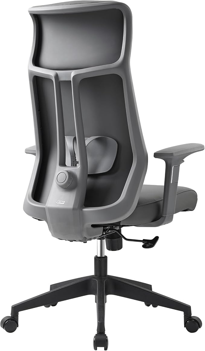 EUREKA ERGONOMIC Valen Leather Desk Chair, High Back Office Chair, Microfiber PU Leather Office Chair with Wheels, Executive Office Chair Comfy for Samll Spaces, Gray