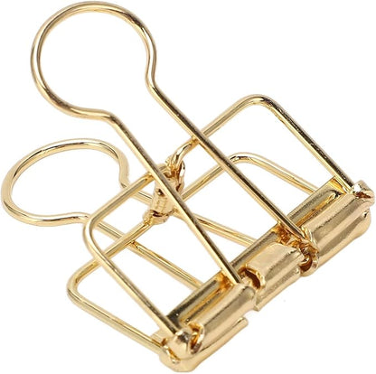 Clips 32mm Metal, 50 Pieces Strong Clamping Force, Hollow Design, Bronze - Assorted Sizes, Medium Shaped Paper Clips, Cute Office and School Supplies (Gold)
