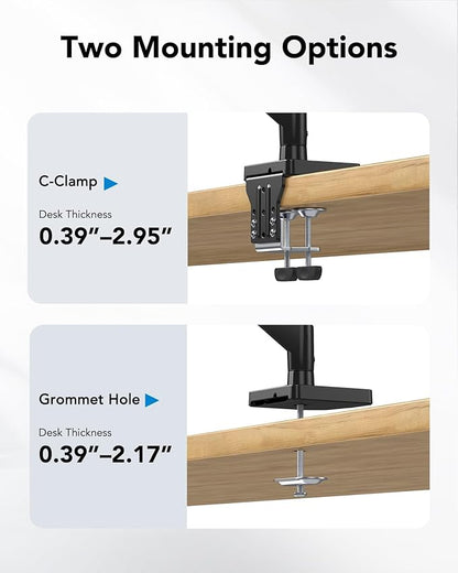 HUANUO Ultrawide Monitor Arm for 13 to 43 Inch Screens, Single Heavy Duty Monitor Arm Holds up to 33 lbs, Full Motion with Tilt Swivel Rotation, VESA 75x75mm or 100x100mm