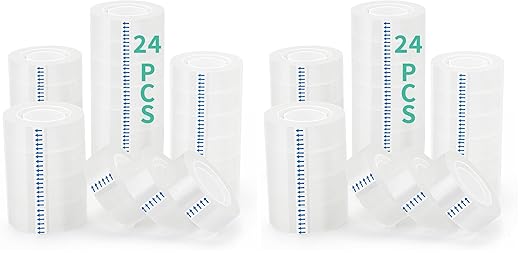 OWLKELA 24 Rolls Transparent Tape Refills, Clear Tape, All-Purpose Transparent Glossy Tape for Office, Home, School (Pack of 2)