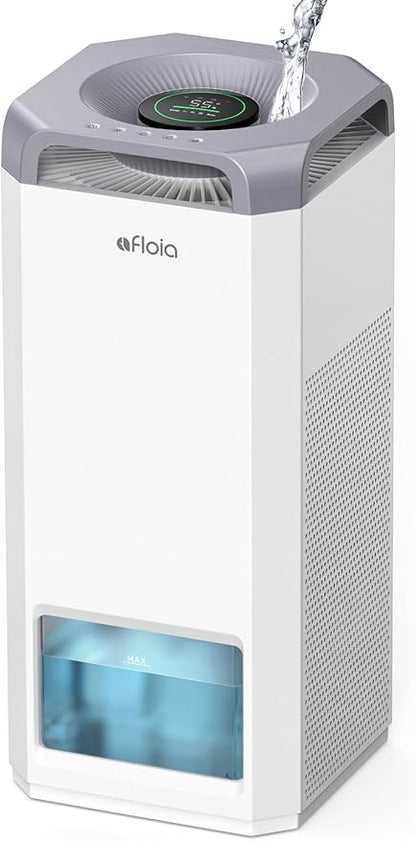 Afloia Air Purifier and Humidifier Combo in One-Cool Mist Evaporative for Home Bedroom Large Roome up tp 3000ft², with Humidity&Air Quality Sensor, Remove Pets Hair Allergy Mold Pollen Smoke, Brown