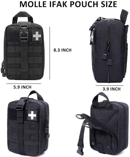 Ifak Trauma Kit, 74 Piece Upgrade Tactical First Aid Supplies, Molle Ifak Pouch Rip Away Refill Supplies for Survival Camping Hiking Travel