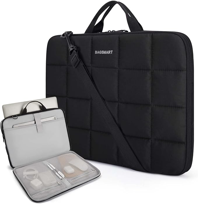 BAGSMART 15-16 inch Laptop Case Sleeve with Strap, Fluffy Padded Laptop Bag with Handle, MacBook Case Sleeve Compatible with MacBook Air/Pro 15.6 inch, Laptop Cover Fitted with Dell, HP, Lenovo