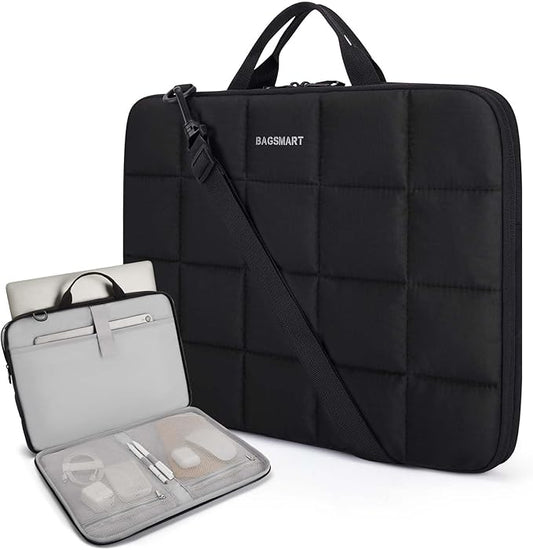 BAGSMART 15-16 inch Laptop Case Sleeve with Strap, Fluffy Padded Laptop Bag with Handle, MacBook Case Sleeve Compatible with MacBook Air/Pro 15.6 inch, Laptop Cover Fitted with Dell, HP, Lenovo