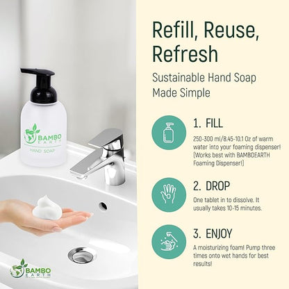 18 Pack Natural Foaming Hand Soap Tablets - Soft Moisturizing Handwash Tab Refills - 1 Tablet = 9 Oz Refillable Liquid Wash Foam Handsoap - Eco-Friendly Paper Softsoap Refill Tabs (Lemon)