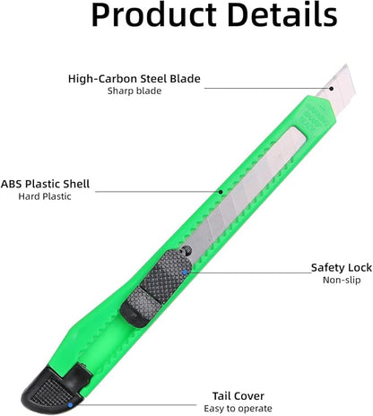 4 Pack Box Cutter Knife, 3-rd Gen Utility Knives, Razor Blade Opener, Utility Knives, Box Cutters Retractable, Small Work Knife by Htaexpu