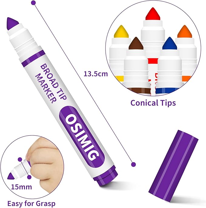 Washable Markers Bulk, 160 Count, 8 Assorted Colors, Coloring Markers for Kids, Broad Line Conical Tip, Back to School Supplies, Teacher Classroom Must Haves