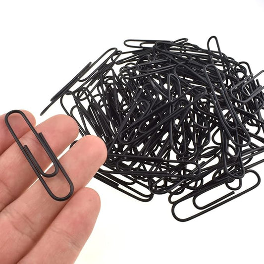 HAHIYO Paper Clips Large 2 inches (50mm) Length Black Paperclips Vinyl Coated Prevent Scratching Tearing The Pages Sturdy for Bookmark Organize Home Office School 80 Pack
