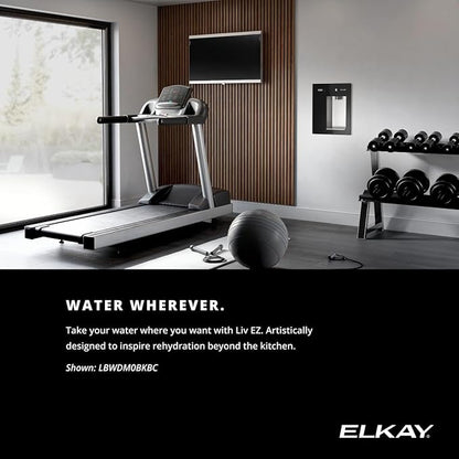 Elkay Liv EZ Built-in Filtered Wall-Mount Water Dispenser – Battery Powered, NSF Certified, Push Button, Reduces Lead & PFAS, Midnight Black – Ideal for Home