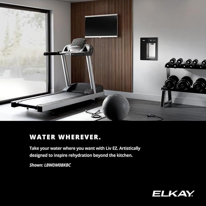 Elkay Liv EZ Built-in Filtered Wall-Mount Water Dispenser – Battery Powered, NSF Certified, Push Button, Reduces Lead & PFAS, Aspen White – Ideal for Home