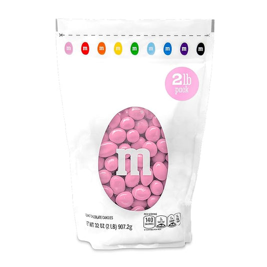 M&M’S WORLD Peanut Pink Chocolate Candy - 2lbs of Bulk Candy in Resealable Pack for Candy Buffet,Birthday Parties,Theme Meetings,Candy Bar,Sweet Stuff for DIY Party Favors or Edible Decoration