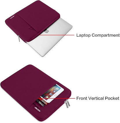 MOSISO Laptop Case 16 inch, 15-15.6 inch Laptop Sleeve Compatible with MacBook Pro 16 M4 M3 M2 M1, HP Acer Dell Lenovo ASUS Notebook, Polyester Vertical Computer Sleeve Bag with Pocket, Wine Red