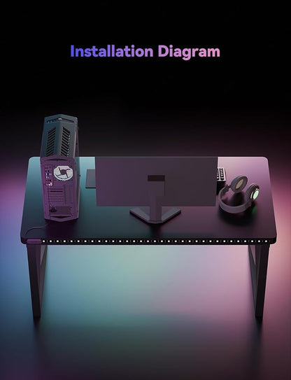 RGB Backlight for PC & Mac, LED Strip Light Sync with Screen Color or Music, Stick to The Edge of Your Desk, LEDs for Desk Gaming, USB Port, Software Control, 3.94ft / 1.2m