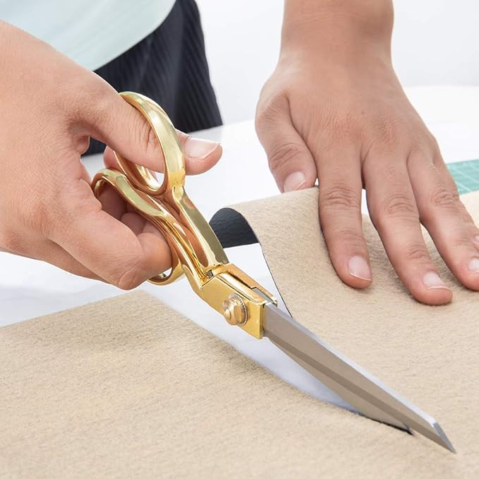 Professional Heavy Duty Tailor Scissors Gold Stainless Steel Ribbon Cutting Sewing Dressmaking (Gold8.5)