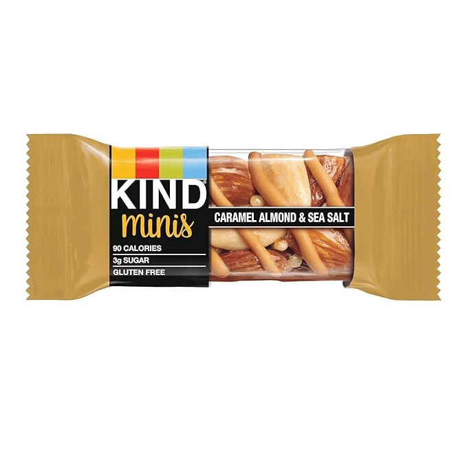 KIND Mini Bars, Dark Chocolate Nuts & Sea Salt/Caramel Almond & Sea Salt, Gluten Free, 100 Calories, Low Sugar, 80 Count