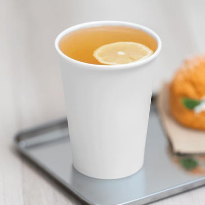 Karat 12oz Premium White Paper Hot Coffee Cups Diameter 3.54", Disposable, Leak-Resistant Double Poly-Lined, Ideal for Restaurants - Pack of 1000