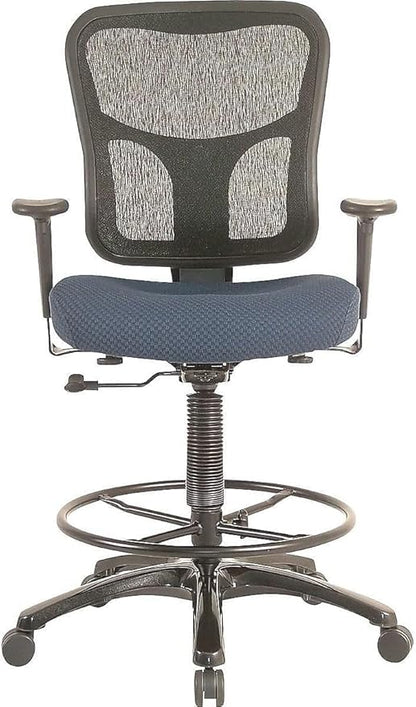 Tempur-Pedic TP8200C Fabric Drafting Stool with Backrest and Footrest with Lumbar Support, with Tempur Material, Cooling Gel Layer, Navy