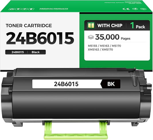 24B6015 Black Toner Cartridge with Chip High Yield 1-Pack Replacement for Lexmark 24B6015 Toner Cartridges Compatible with Lexmark M5155 M5163 M5170 XM5163 XM5170 Laser Printer Ink All-in-One