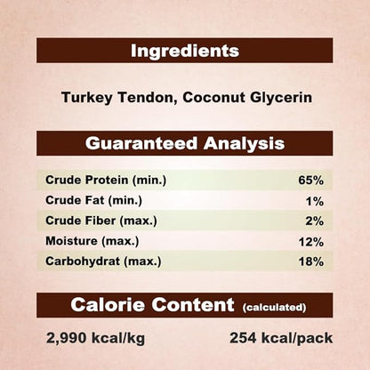AFreschi Turkey Tendons for Dogs, USA-Sourced, Healthy Dog Treats, Rawhide-Free Puppy Chews, Long Lasting, All Natural, Hypoallergenic Dog Treats for Small Breeds, 10 Pack Box Strips