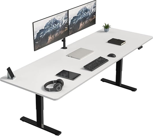 VIVO Large Electric 83 x 30 in Standing Desk, Memory Height Adjustment, 1B Series, White Top Black Frame, DESK-KIT-1B8W