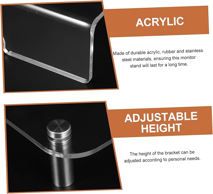 Acrylic Monitor Stand with Metal Legs Computer Desk Shelf Organizer for Office Workspace Stylish Desktop Riser for Laptop and Accessories Storage