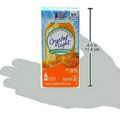 Crystal Light On The Go Citrus With Caffeine Drink Mix, 10-Packet Box (Pack of 8)