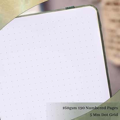 TIEFOSSI Dot Journal, 160gsm 190 Numbered Pages, Diary for Work & Sketching, A5 Hardcover Leather Journal for Writing Women Men