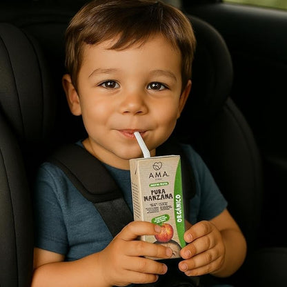 AMA TIME Organic Apple Juice Boxes for Kids – 24 Pack, 6.76 fl oz Each | With Vitamins A & C, USDA Organic, No Added Sugar, Gluten-Free | Perfect for School Lunch, Travel, or Snacks