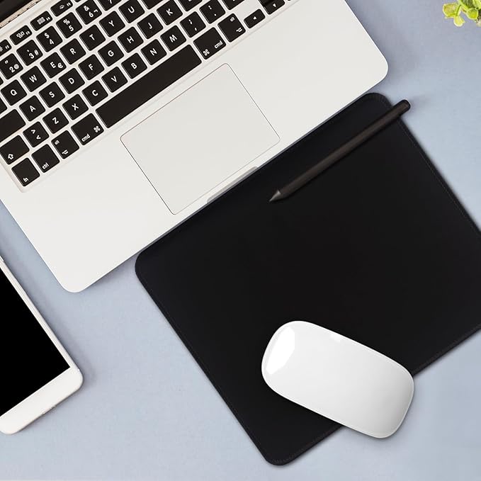 Square Mouse Pad with Stitched Edge, Premium Mousepad Washable Cloth. Computer Mouse Pad with Non-Slip Rubber Base, Mouse Pads for Computers Laptop Mouse 9.25x7.75x0.12 inch-Pure Black