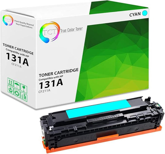 TCT 131A Cyan Toner Cartridge - Compatible Replacement for HP 131A CF211A Works with HP Laserjet Pro 200 Color M251NW, MFP M276N Printers (1,800 Pages)