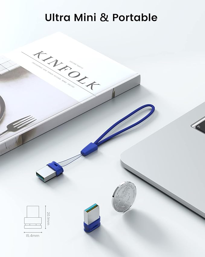 K&ZZ 128GB Flash Drive 128GB USB 3.0 Flash Memory Stick Drive with Lanyard Ultra High Speed Mini 128 GB Thumb Drive USB Stick for PC/Laptop, Blue