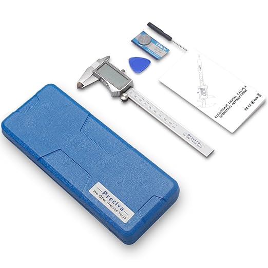 Preciva Digital Caliper, Electronic Stainless Steel Caliper Measuring Tool, Micrometer Calipers with Large LCD Screen, Switch from Inch Metric Fraction, Auto-Off Feature (6INCH/150MM)
