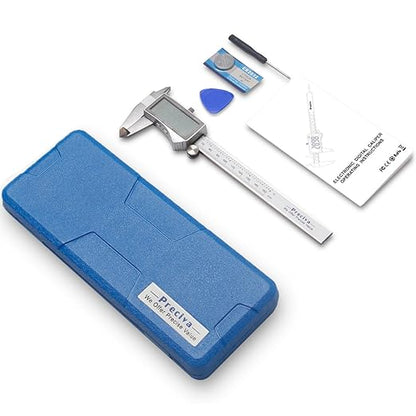 Preciva Digital Caliper, Electronic Stainless Steel Caliper Measuring Tool, Micrometer Calipers with Large LCD Screen, Switch from Inch Metric Fraction, Auto-Off Feature (6INCH/150MM)