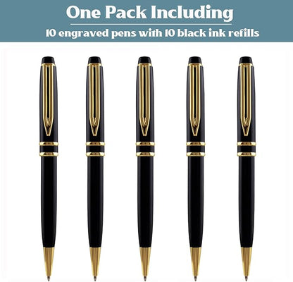 Ancolo Personalized Promotion Pens - Advertising Buesiness Gift Office Writing Set- Engraved with Your Message Name Company Team Name, Phone Number Perfect for Business Men 5 Pens/BOX