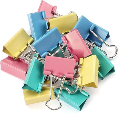 ZZTX Binder Clips Paper Clamps Clips for Office Small Size, Assorted Color, 0.75 Inches, 40 Pieces