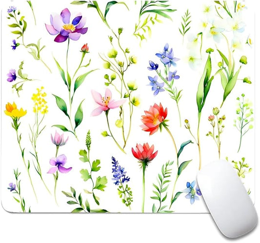 Square Mouse Pad Beautiful Flowers Plants 1, Personalized Premium-Textured Custom Mouse Mat Design, Washable Mousepad Cloth, Non-Slip Rubber Base Computer Mouse Pads for Wireless Mouse