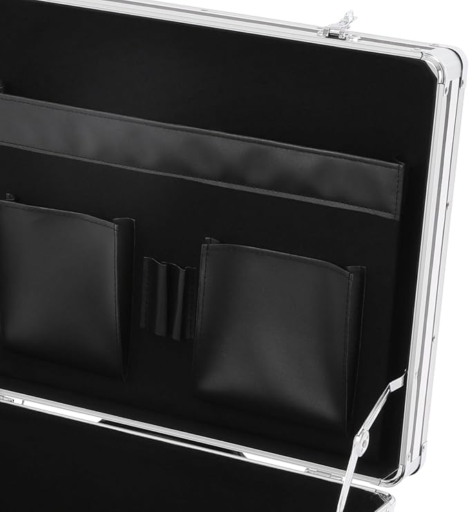 Mobile Business Case, Locking Mobile Storage File Box with Telescopic Handle, Rolling File Box Metal, 19.2 x 15 x 16 Inches, Portable Files Storage Organizer for Office Home School (Striped Pattern)